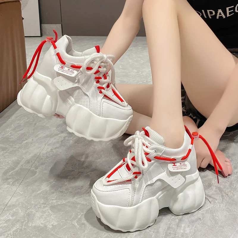 Cuculus High Flat Platform 10cm Height Increasing Casual Shoes Woman Spring New Hidden Wedge Sneakers Female Vulcanize Shoes