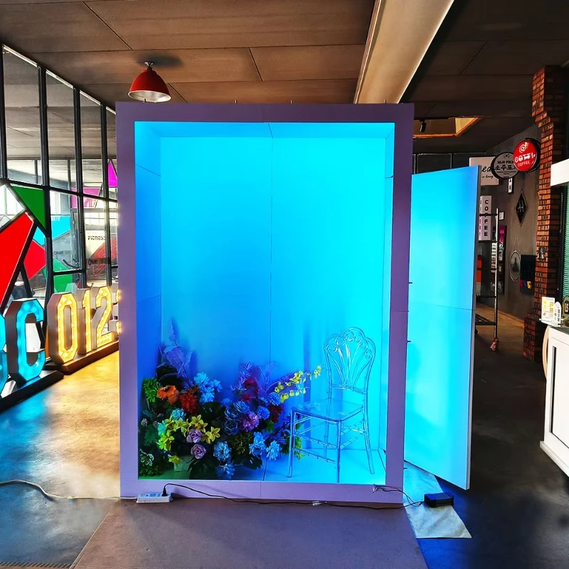 

Custom Design Removable Fashion Photography Booth RGB Color Light Wedding Magazine Decorative Photography Booth