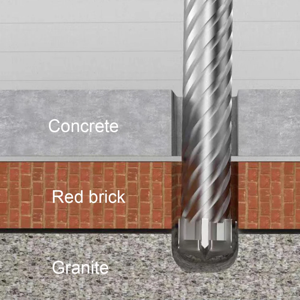 Sechs-Blatt-Elektro hammer bohrer 280-500mm SDS Max Link Griff Legierung Hoch härte Stahlbeton durch Wand bohren