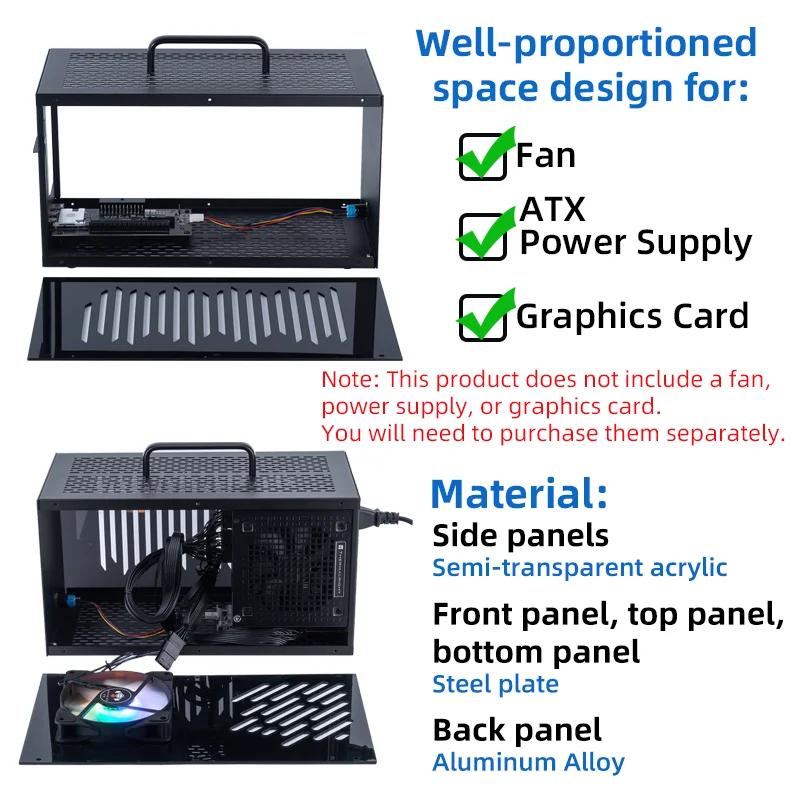 Case for  Thunderbolt-compatible GPU Dock Use for ATX Power Supply