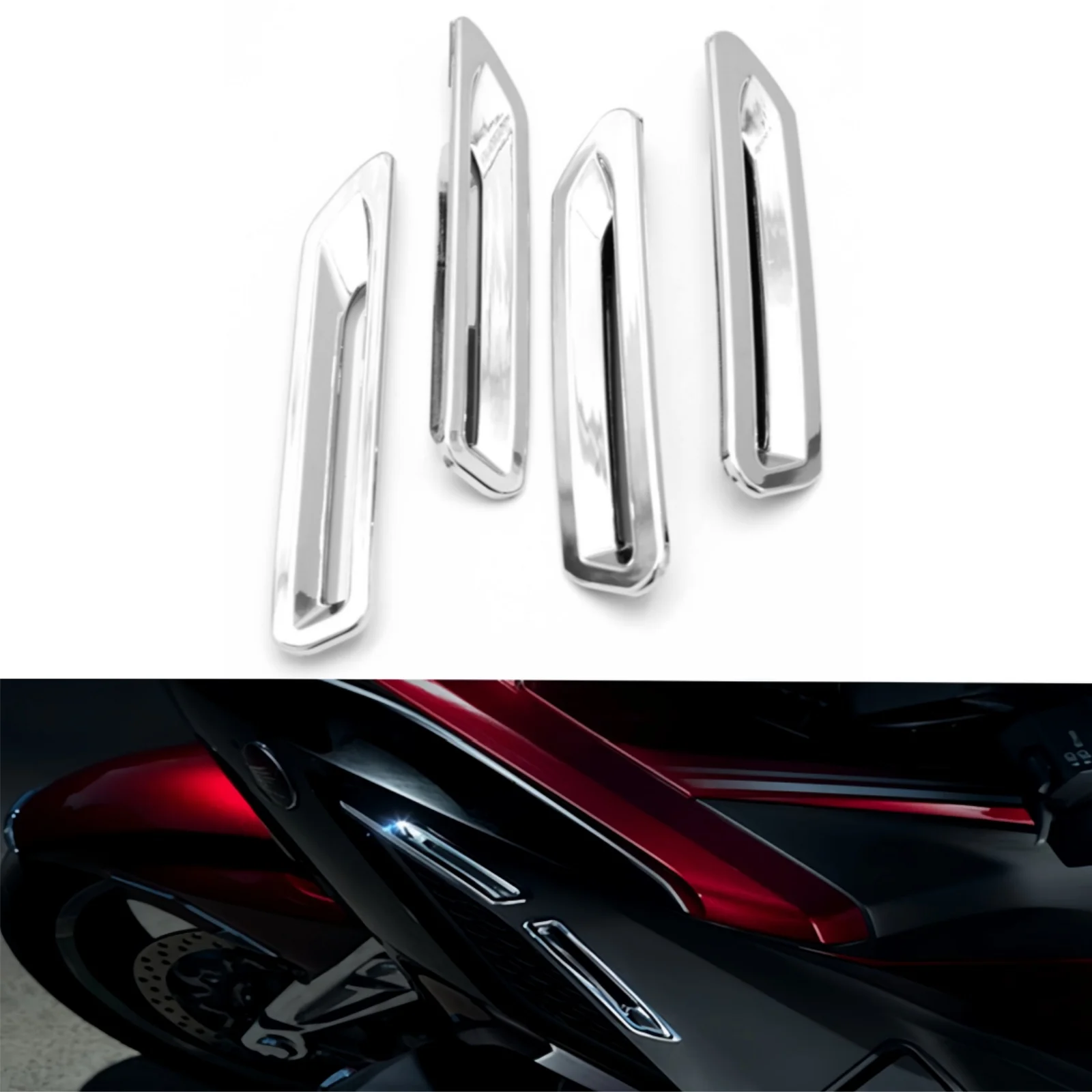 

For Honda Goldwing 1800 GL1800 2018-2022 4Pcs Motorcycle Radiator Slot Trim Cover Decorative Chrome ABS Plastic Accessories