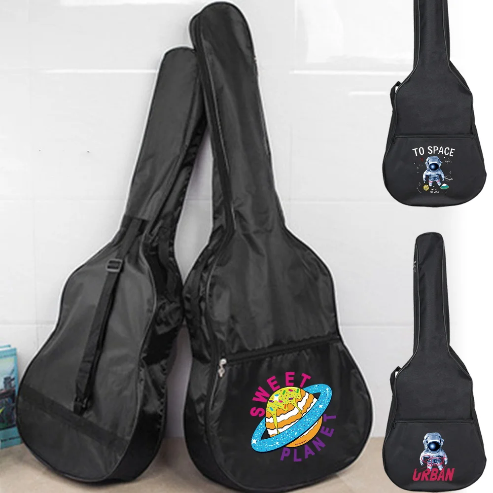 

Portable Guitar Bag 38-41 Inch Classical Acoustic Guitar Carry Bags Shoulder Strap Astronaut Print Series Backpack Guitar Parts