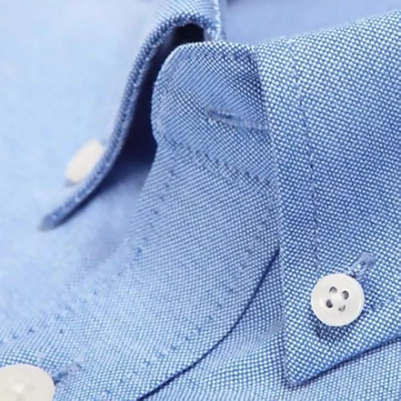 قميص رجالي بأكمام طويلة للربيع والصيف والخريف والشتاء أكسفورد منسوج نحيف وخالي من الكي مريح وناعم وغير رسمي وبسيط للعمل