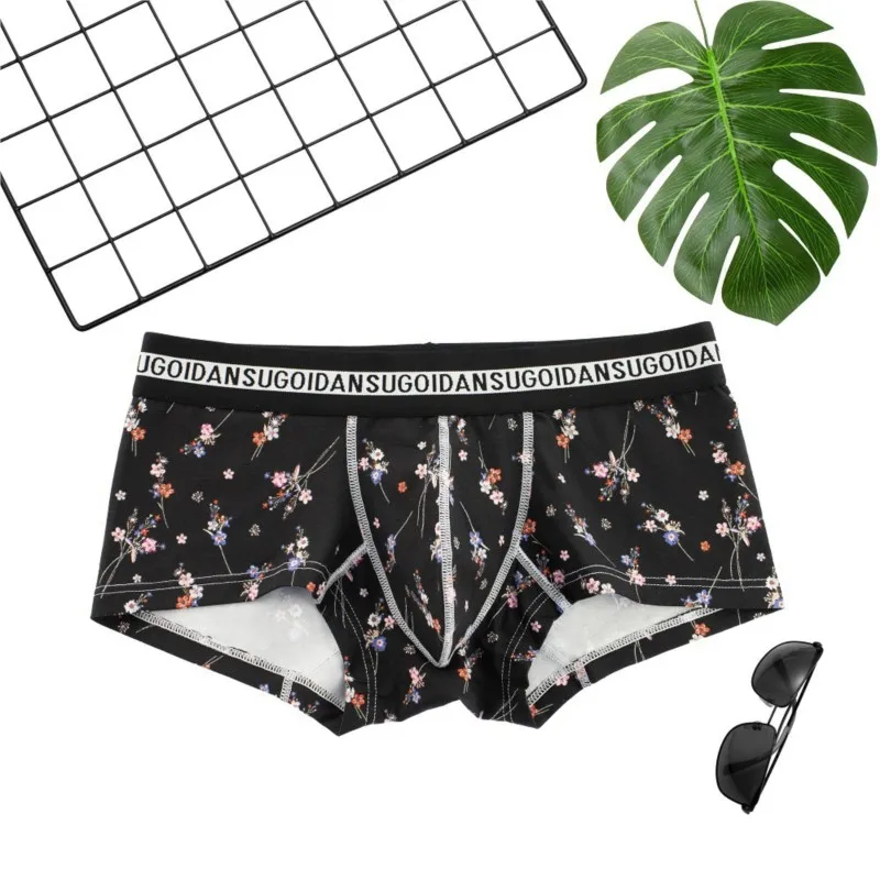 Sous-vêtements en coton pour hommes Boxer Shorts U poche convexe taille basse drôle imprimé caleçon Sexy Ropa intérieur Divertida