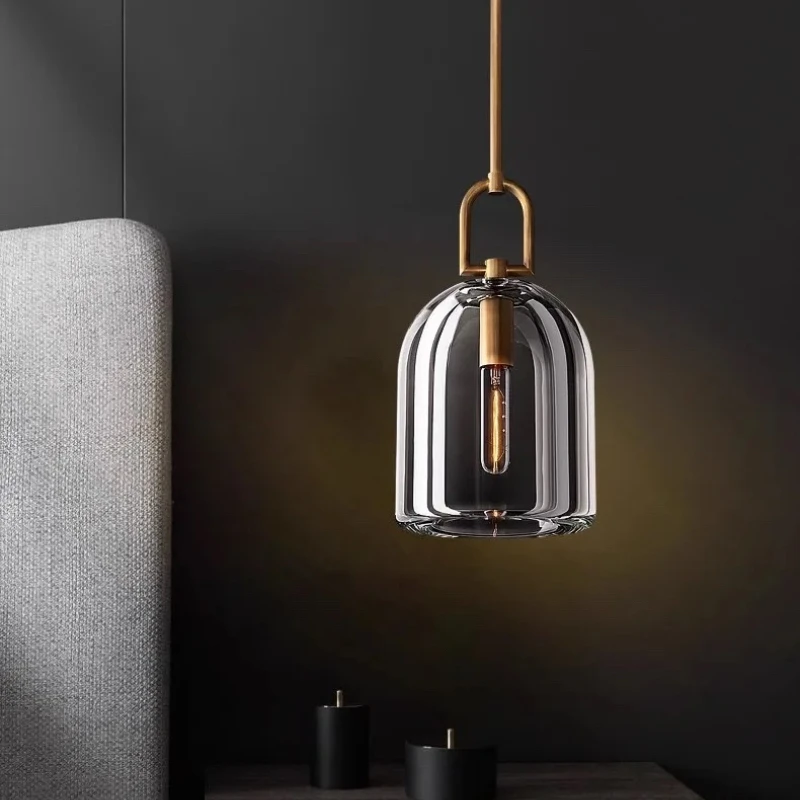 Postmodern Minimalist Crystal Glass Pendant Lights Restaurant Bedroom Hotel Corridor High End Atmosphere Decorative Hanging Lamp