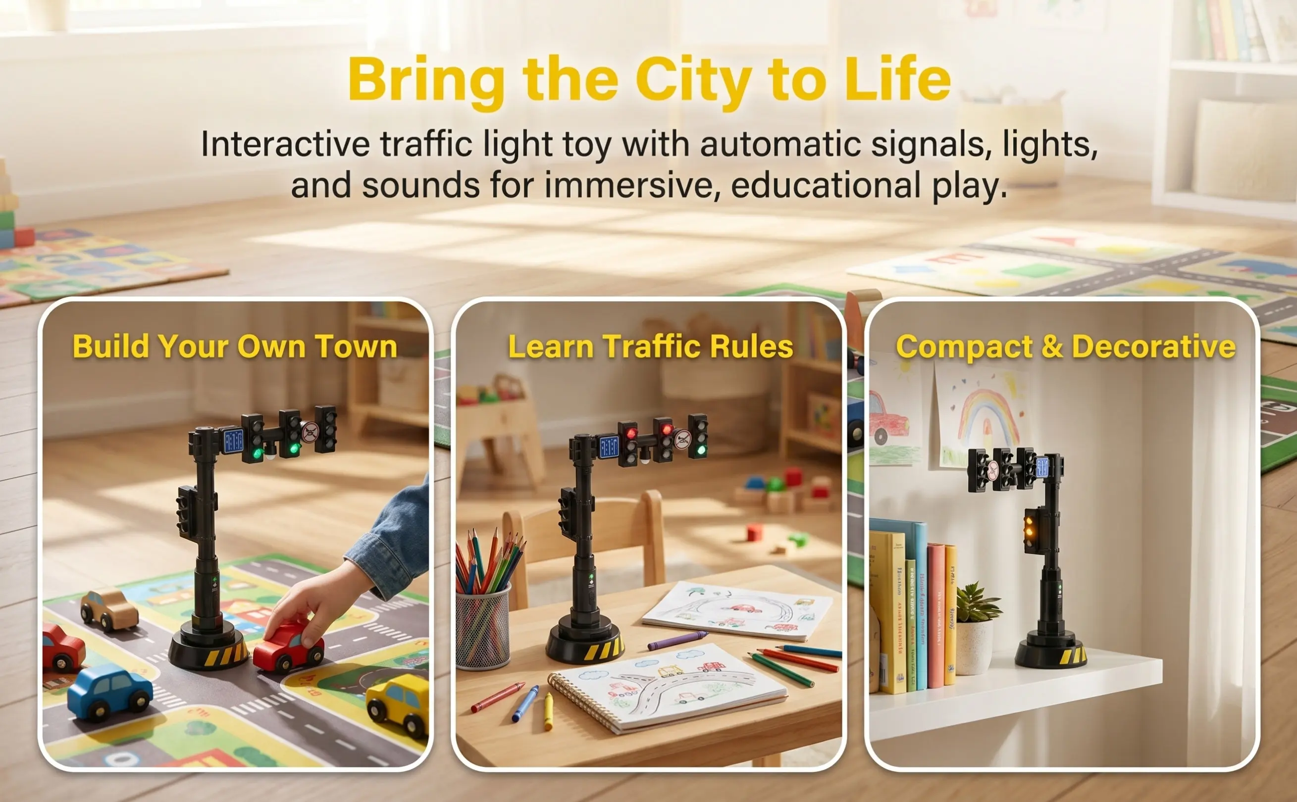 Simulation Traffic Light Realistic Sound Light Effects Automatic Change Early Education Role Playing Kids Traffic Signal