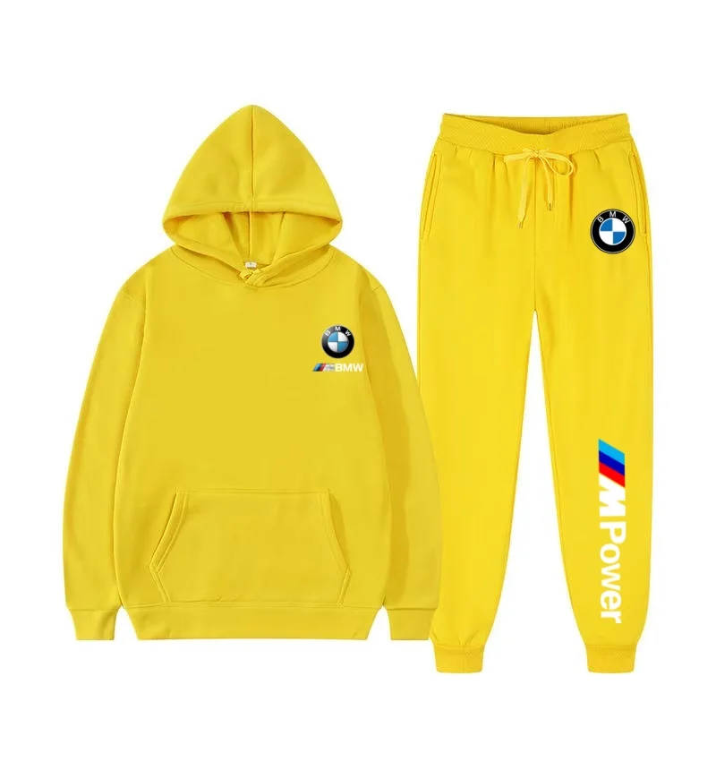 BMW المحدودة العلامة التجارية الجديدة الرجال الخريف والشتاء هوديي مجموعات قميص رياضي غير رسمي بذلة رياضية سوبر سيارة رياضية + الركض بانت