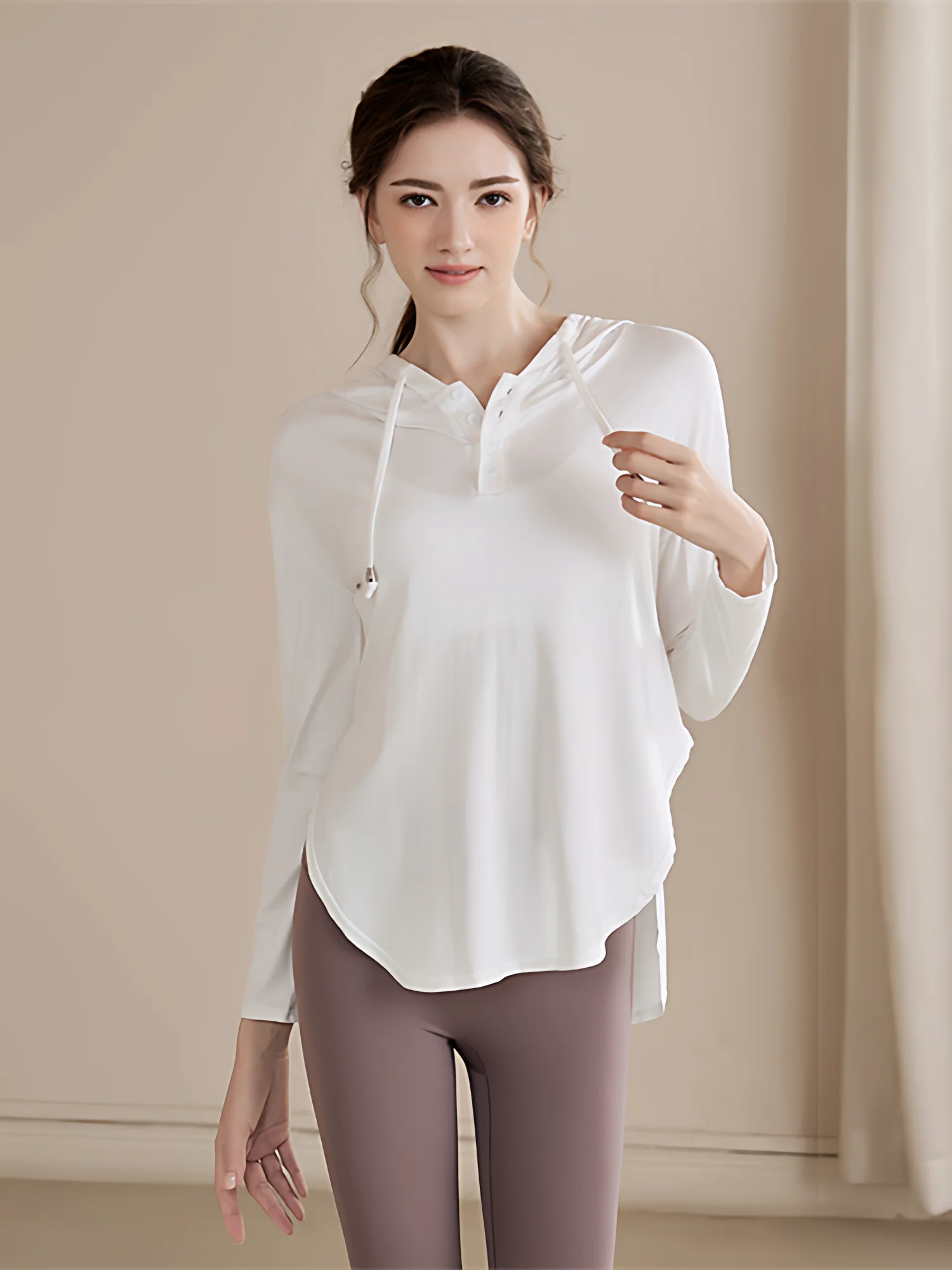 

Женская спортивная одежда для йоги: худи с длинным рукавом, быстросохнущий фитнес-топ, свободная дышащая антибактериальная верхняя одежда