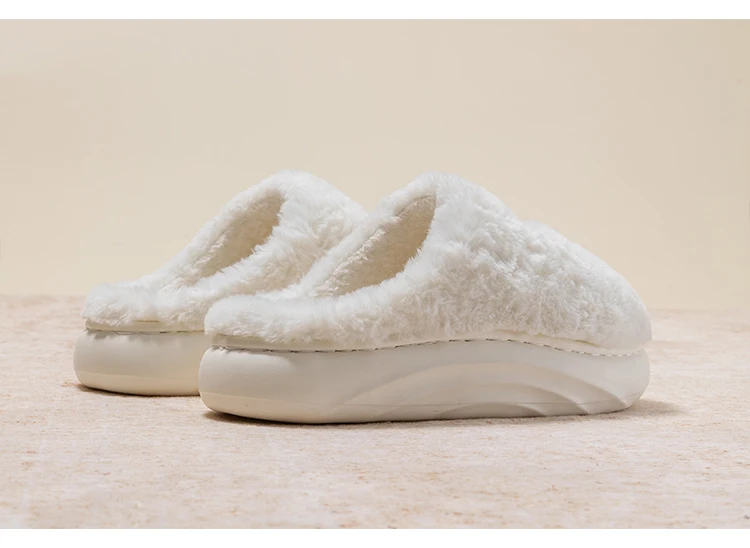 Herren-Plüsch-Hausschuhe mit dicken Sohlen, warme Winter-Hausschuhe für den Innenbereich, rutschfeste Fleece-Linie, Premium-Kunstfell-gefütterte Zehenabdeckung, Heimschuhe – Detail 11