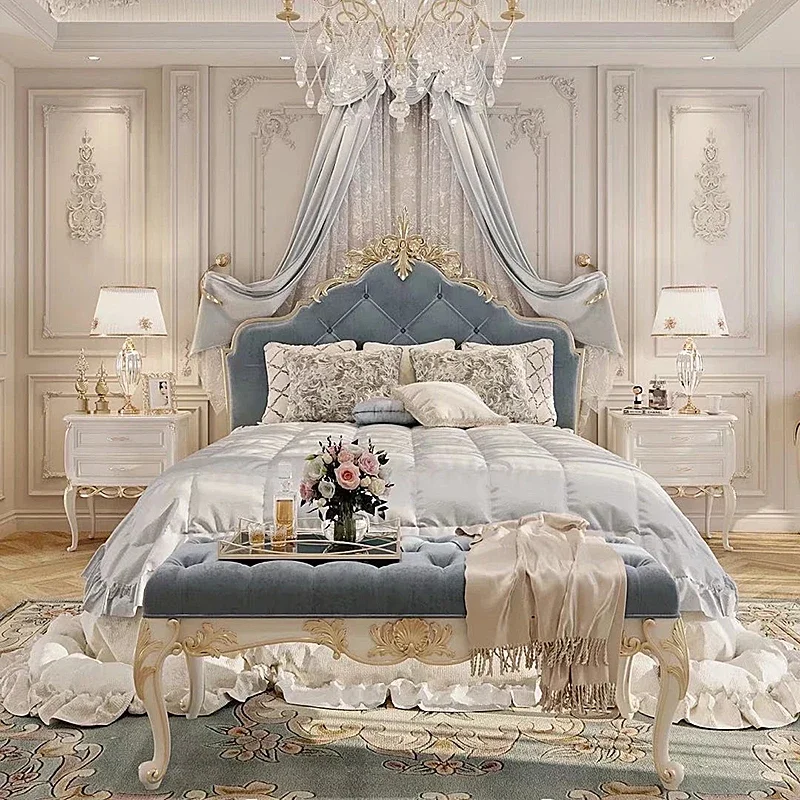 Hand Carved Master Double Bed Queen Princess Bedding Luxury Double Bed Luxury Headboard Letto Matrimoniale Bedroom Furniture