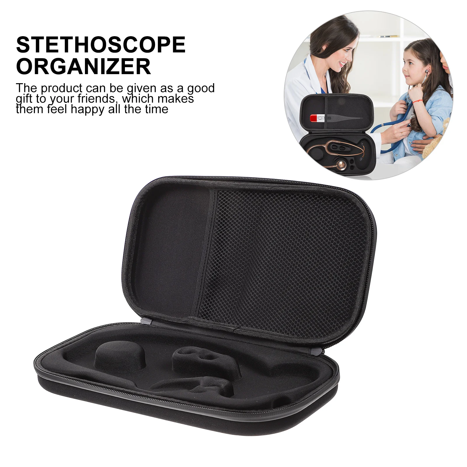 

1pc Stethoscope Case Portable Eva Organizer With Mesh Pocket For Nurses Doctors Students Medical Teaching Equipment Storage