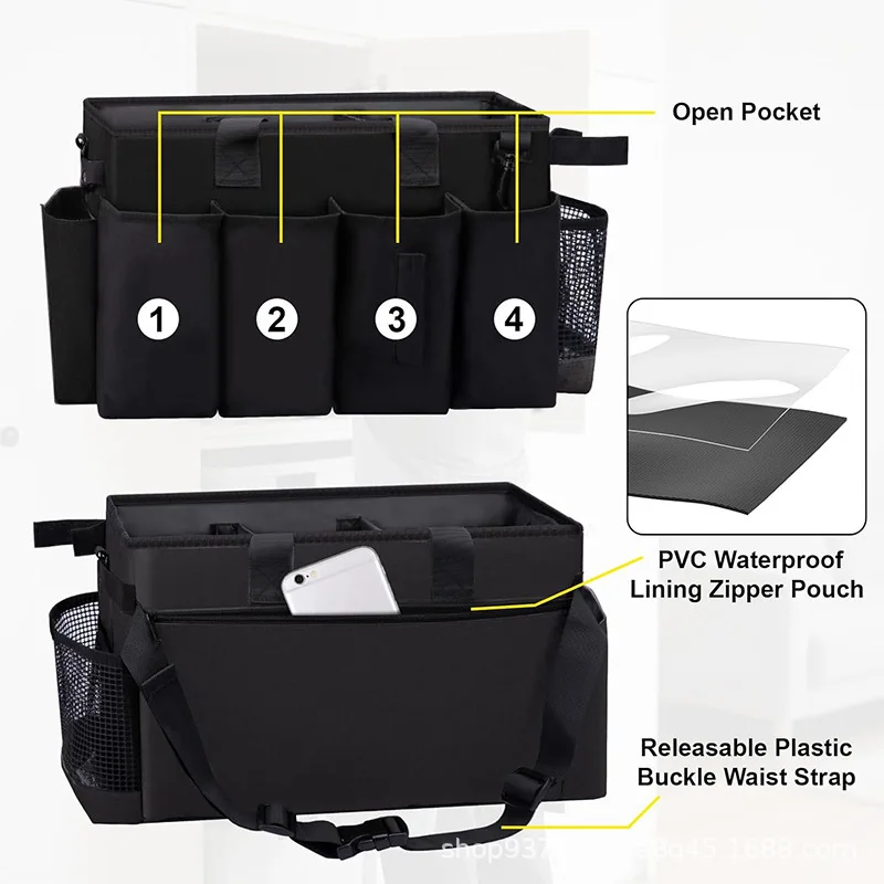 Large Cleaning Supplies Storage Box Organizer Household Cleaning Tool Storage Bin Multi-Purpose Tidy Box for Mops Sponges