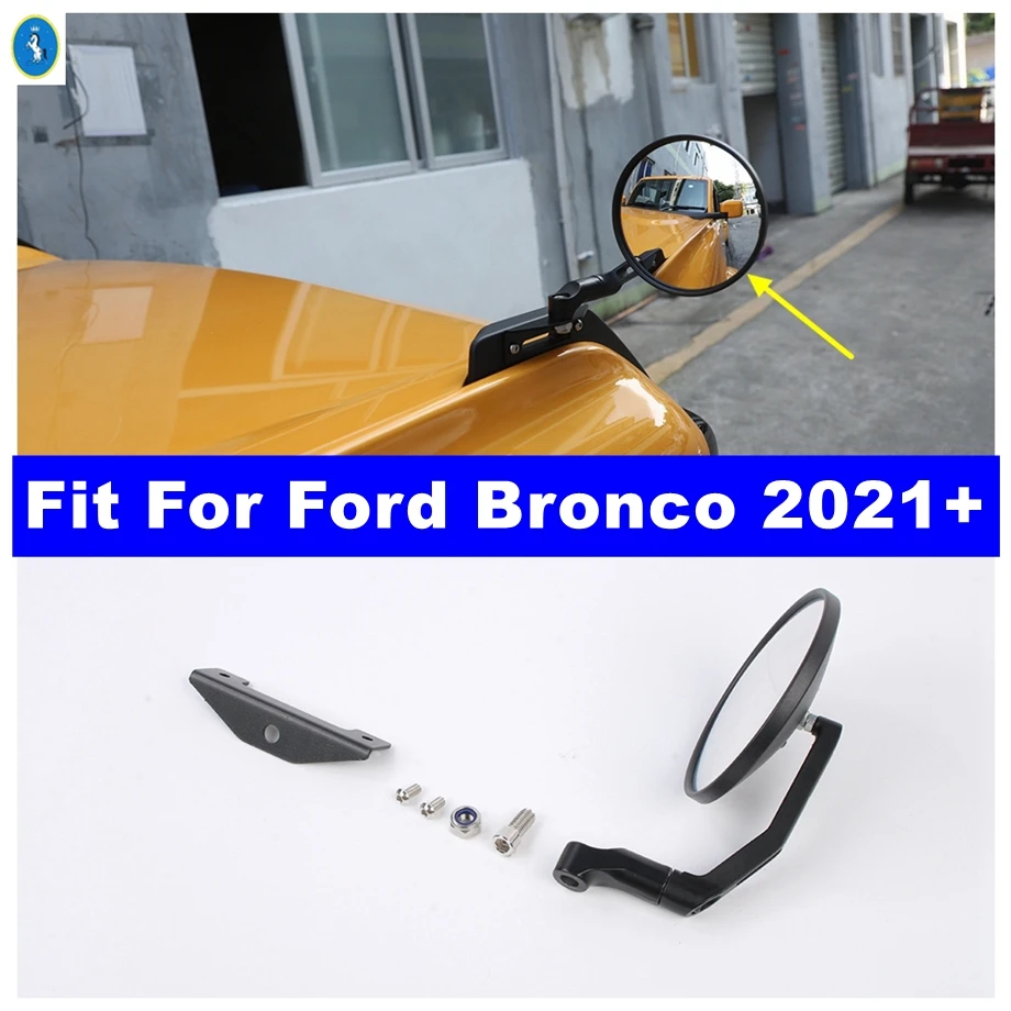 

Engine Hood Rearview Mirror Retrofit Part Degree Adjustable Wide Angle Cover Trim For Ford Bronco 2021 2022 Exterior Accessories