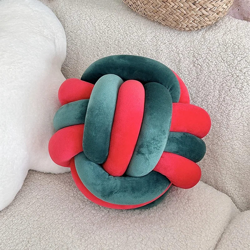 Knot-Shaped Spherical Plush Cushion Sleeping Companion Sofa Decoration Pillow Hand-Woven Pillow