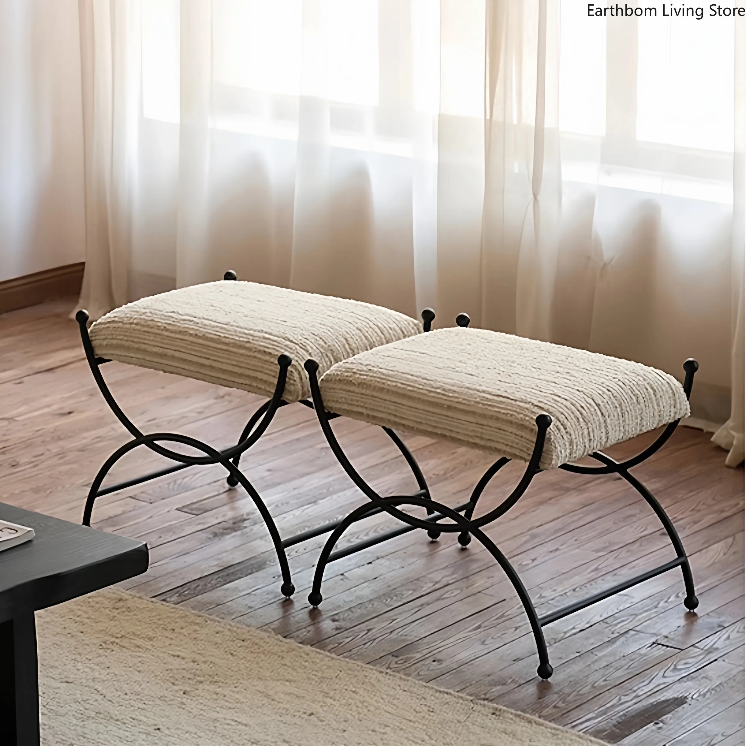 Internet Celebrity Antique Stools French Retro Door Shoe Changing Stools Metal Soft Foot Pedal Living Furniture Taburetek XYDZ