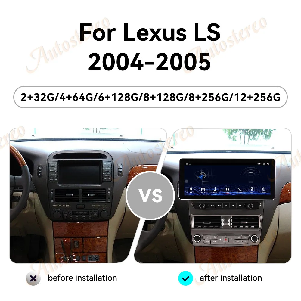 12.3 inch Touch Screen Android 14 Auto Multimedia Car Radio For Lexus LS 2004-2005 Car GPS Navigation Audio Stereo Head Unit