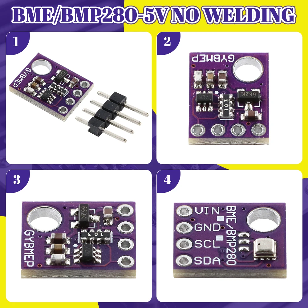 Gy bmp280 5V Temperatur luftdrucks ensor bme280 i2c spi 1,8-5V GY-BMP280-3,3 V baro metrisches digitales Sensor modul für Arduino – Detail 17
