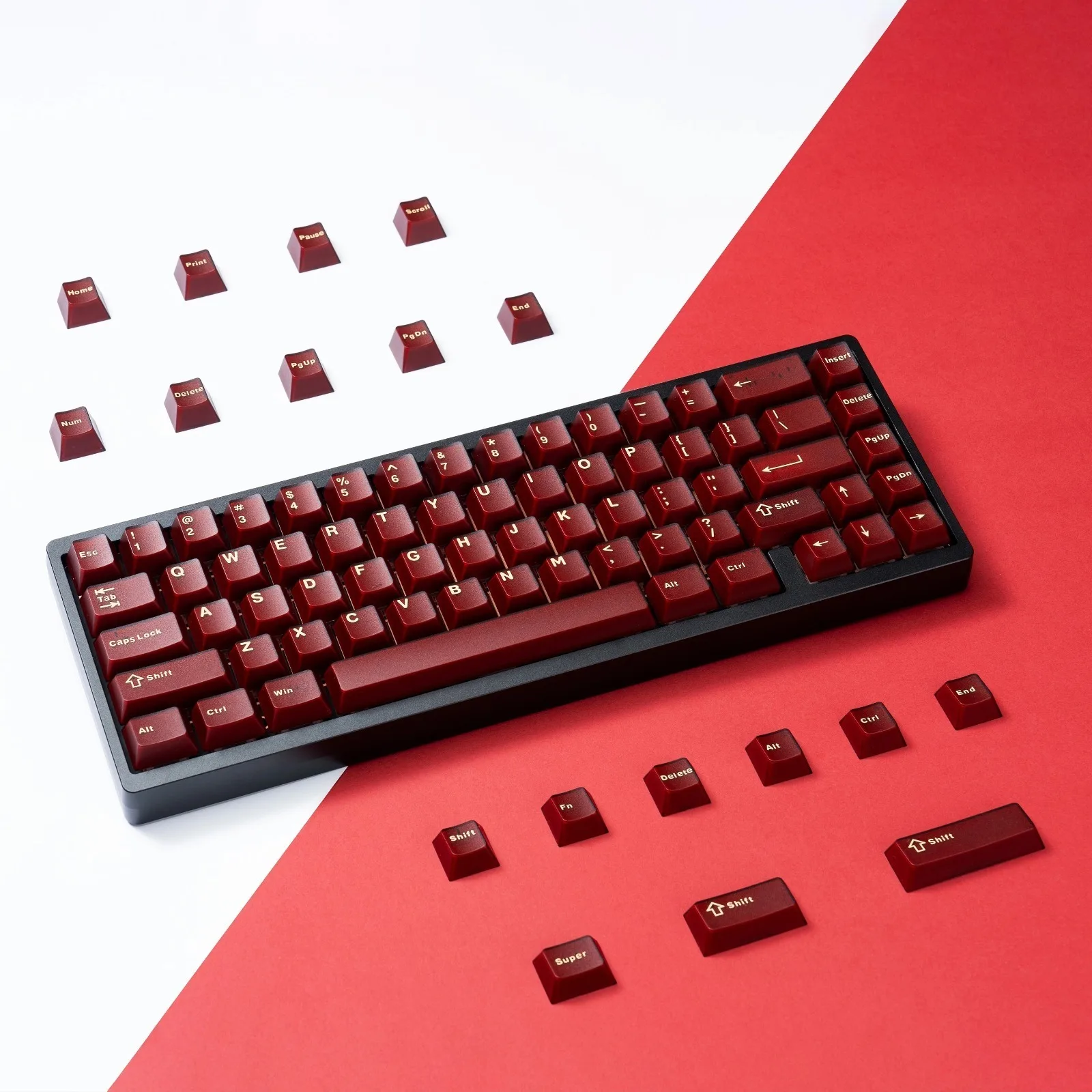 120 Keys Pyga Red Double Shot Translucent Keycaps Cherry Profile Semitransparent ABS Keycaps for Cherry MX Switch Gamer Keyboard