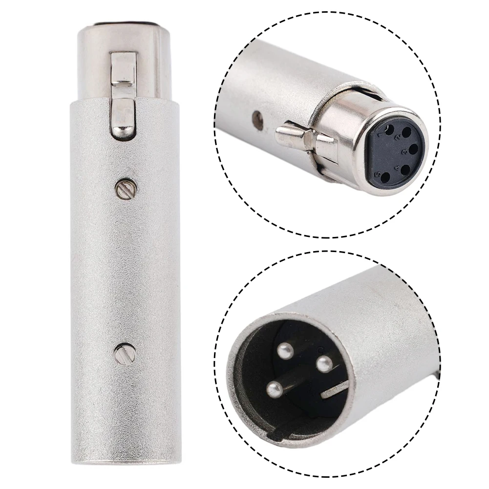 3 Pin XLR To 5 Pin For DMX Metal Cased Converter Audio Lighting Adapter Core Female To Five Core Revolving Joint