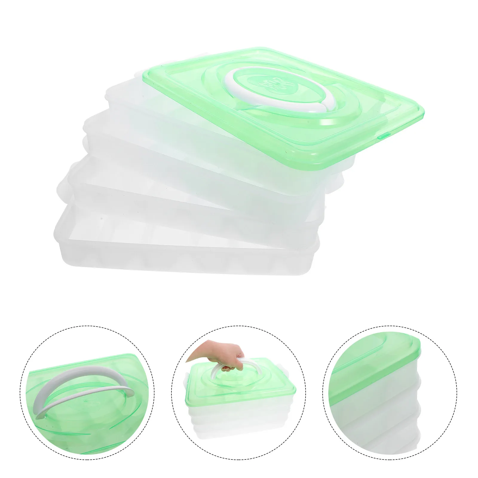 4-Layer Dumpling Storage Box with 18-Compartment Trays Per Layer PP Food-Safe Refrigerator Organizer Portable Stackable Dumpling