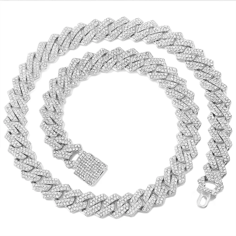 Iced Out Prong Cuban Chain Choker Necklace Bling Crystal Cursive Initial Tennis Chain Letters Pendant Necklaces Birthday Jewelry