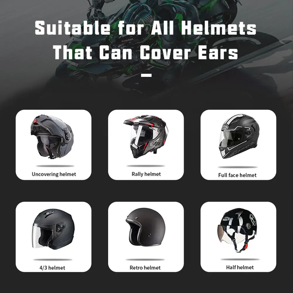 1pcs Bluetooth 5.3 Motorcycle Helmet Headset One Horn Moto Headphone Wireless Stereo Earphone Speaker Handsfree Helmet Headset