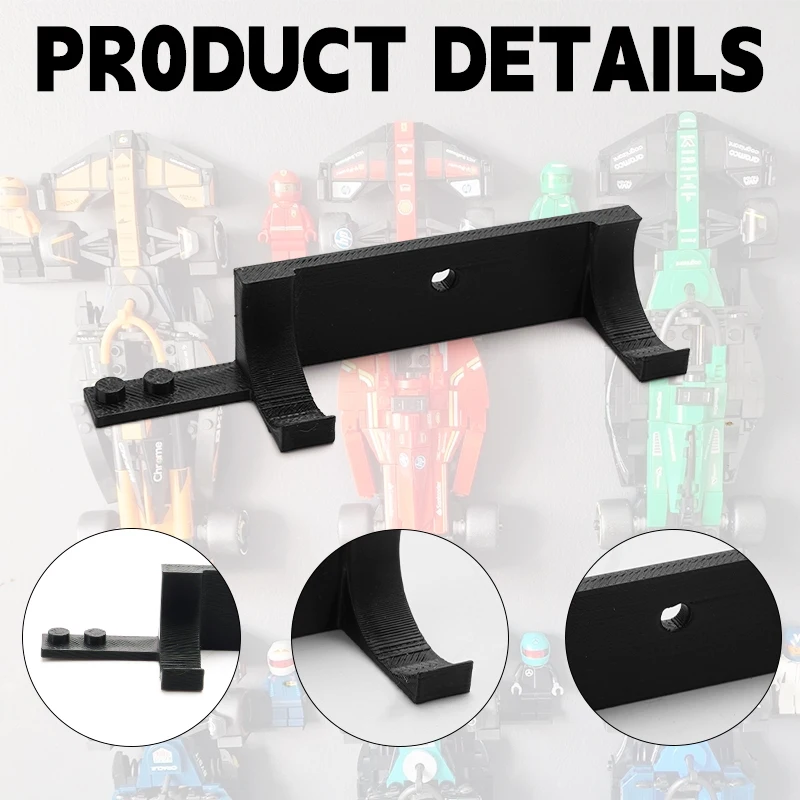 5 Right and 5 Left Wall Mount Hook for Lego Speed Champions F1 Formula 1 Cars DIY Building Block Wall Display Bracket