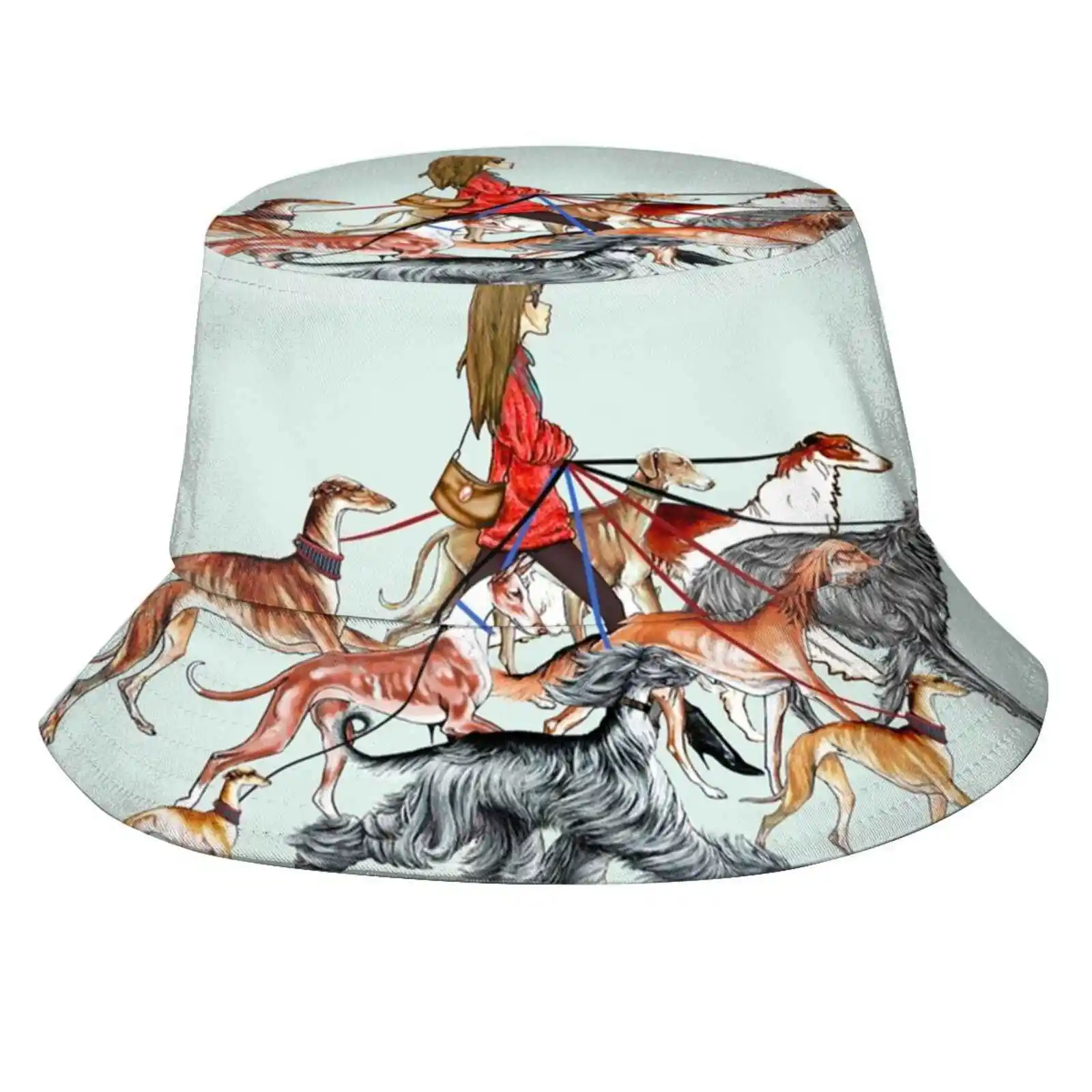 New!!! Walking The Sighthounds. Brown Hair! Sun Cap Fisherman Hat Bucket Hats Sighthound Afghan Hound Saluki Ibizan Hound