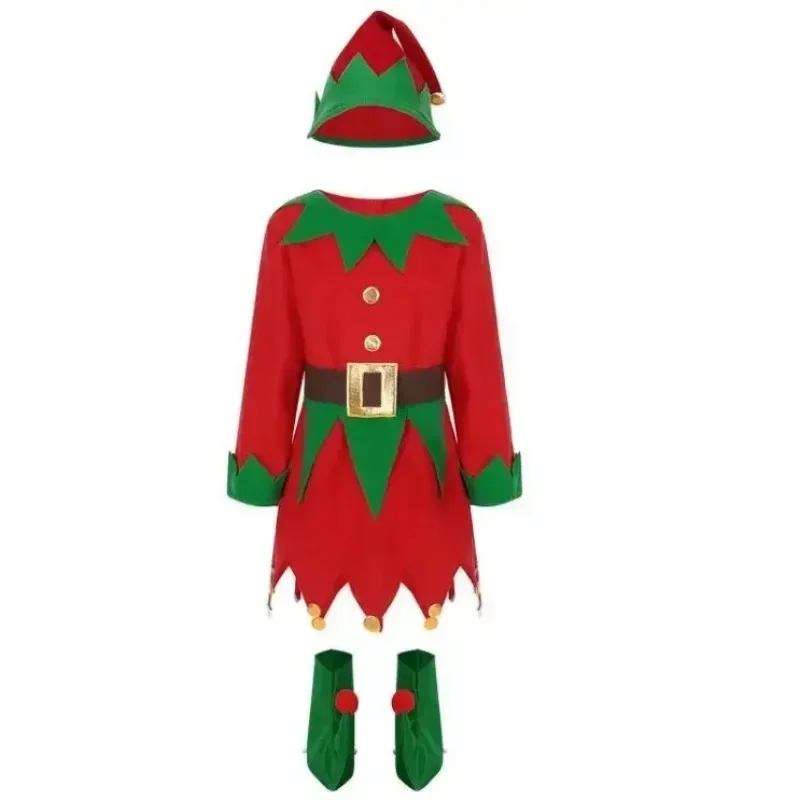 Costume de cosplay de père Noël elfe de Noël pour garçons et filles, fête de carnaval d'Halloween, tenue de danse pour adultes et enfants, nouvel an, trempé pour la famille