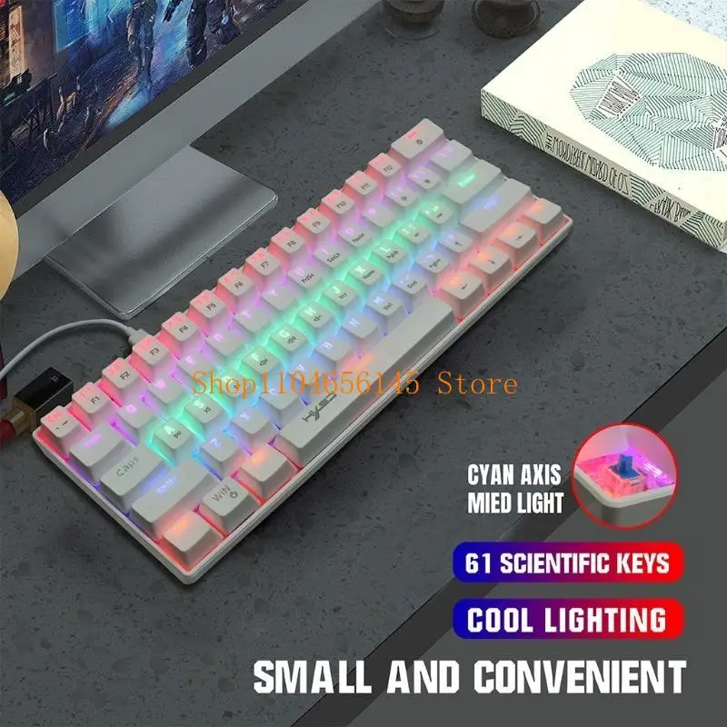 5ASD Waterproof Mini Compact Gaming klawiatura 61Key Klawiatura gier RGB Podświetlenie Ultra-kompaktowa klawiatura dla graczy na