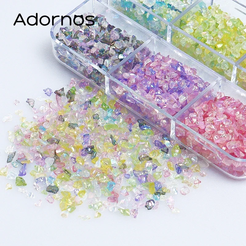 Decoraciones de Arte de uñas, cristal, piedras rotas, diamantes de imitación para uñas, grava Irregular, mezcla de colores, manualidades DIY, gemas,