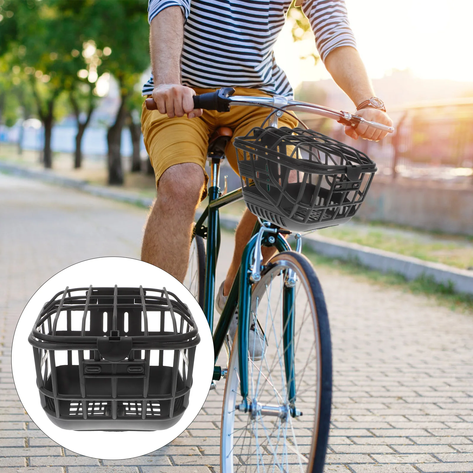 

Sturdy Plastic Bike Basket Durable Storage Holder Strong Load Capacity Anti-Fall Design Large Capacity For Vegetables School