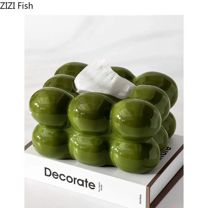 Green Bubbles Tissue Box Dining Table Napkin Holder Paper Towels Removable Tissue Boxes Cotton Candy Shaped Paper Towel Case