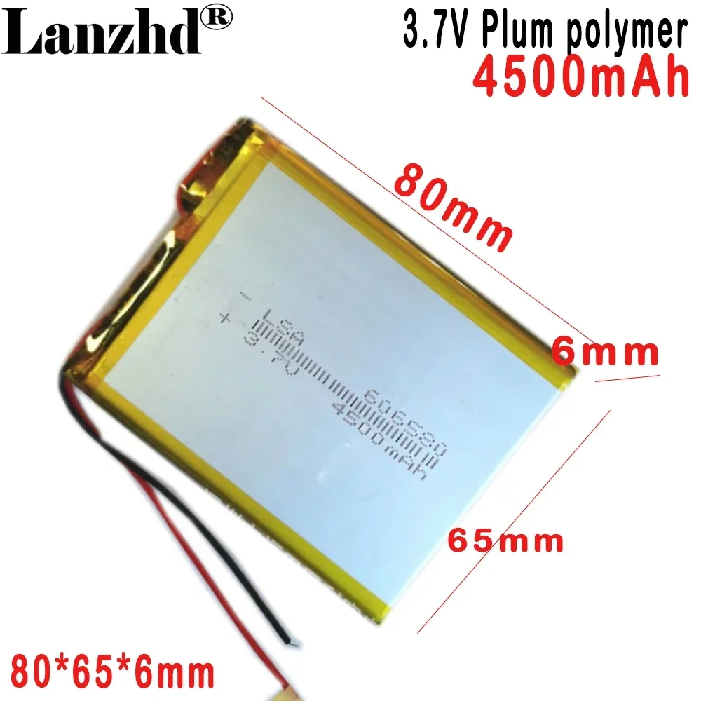 

3.7V Li Polymer Lithium Battery 4500MAH For Bluetooth speaker Mobile power rechargeable battery 606580