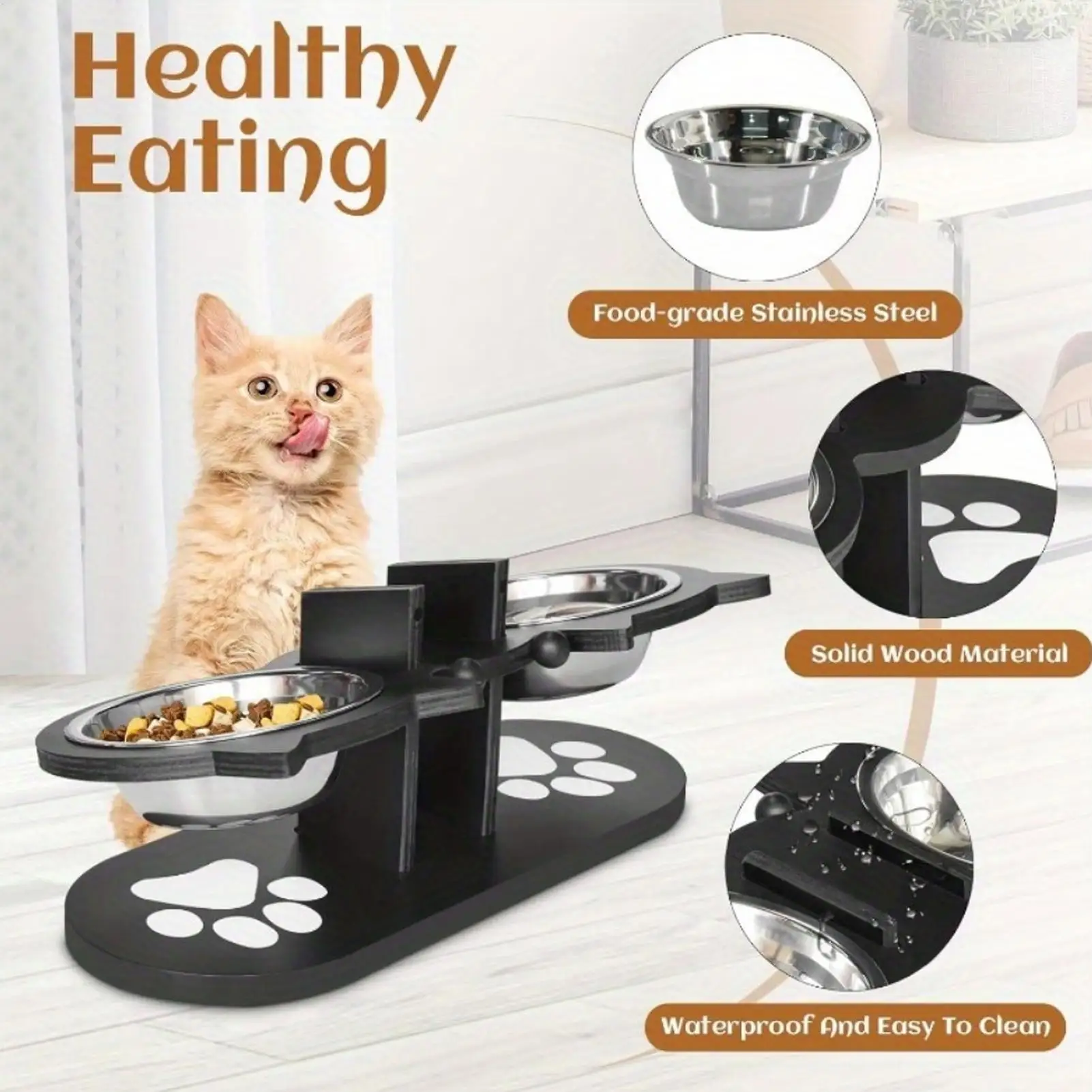 

Посуда для кошек для еды и воды, миски для маленьких собак с подставкой, станция для кормления домашних животных для котят, щенков, старших, ежедневных дома, в помещении