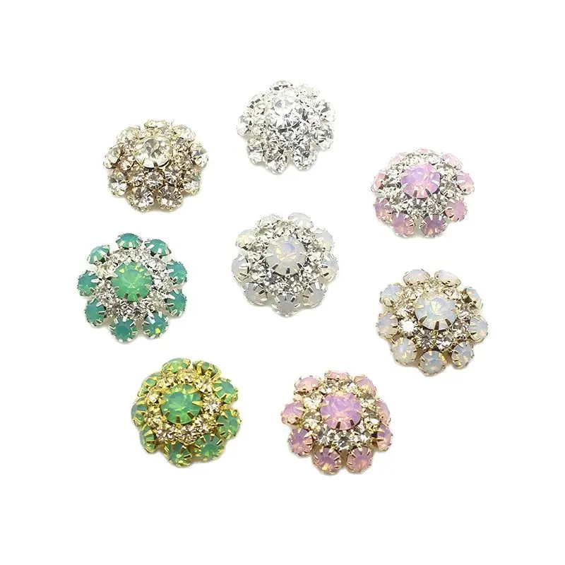 New 20mm Rhinestones Buttons For Clothing 5Pcs/Lot Beautiful Mix Color Buttons Metal Diamond Button Wedding Decoration