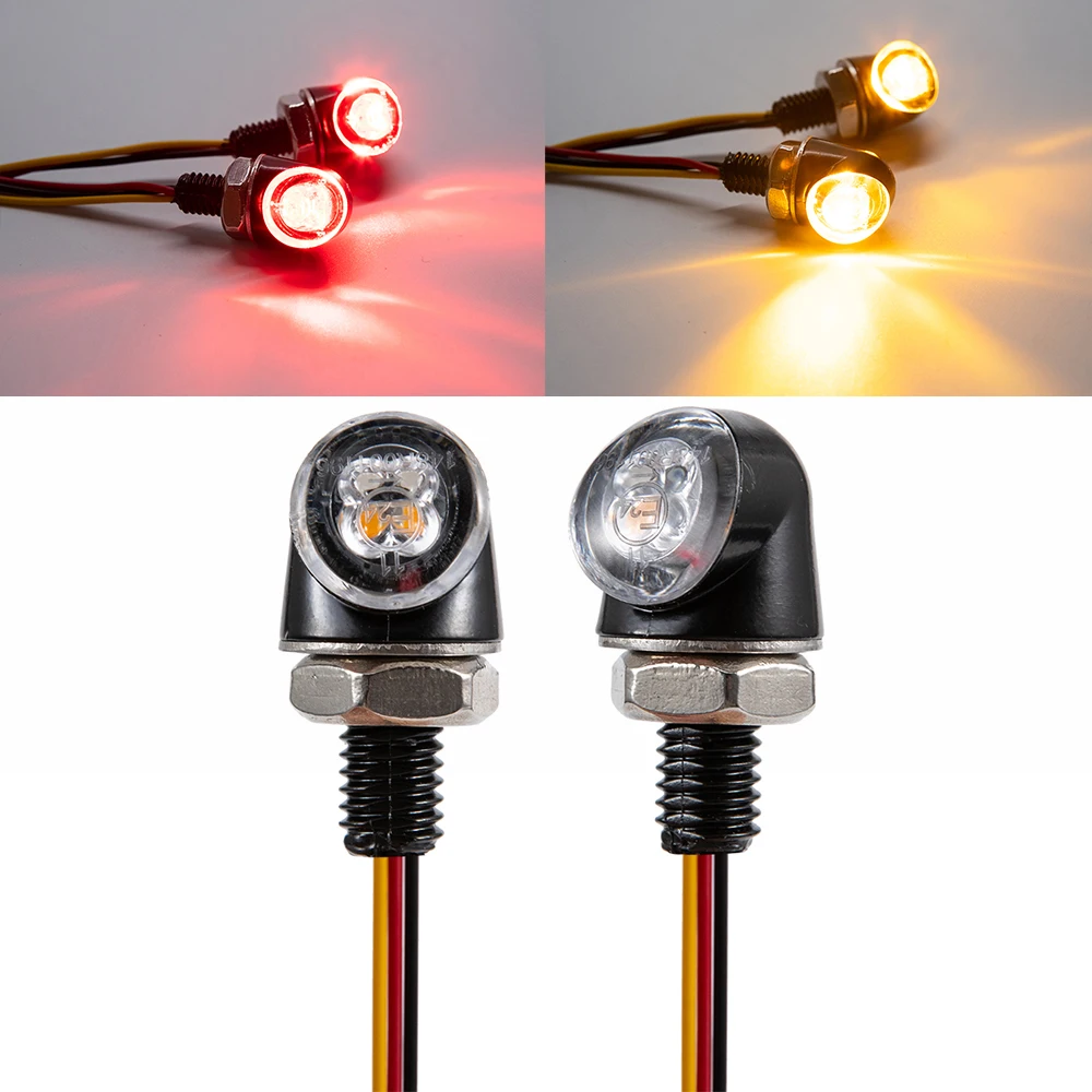 

2PCS Aluminium Motorcycle Mini LED Turn Signal Lights lamp Flasher Indicator DRL Brake Stop Lights for Cafe Racer Bobber Chopper