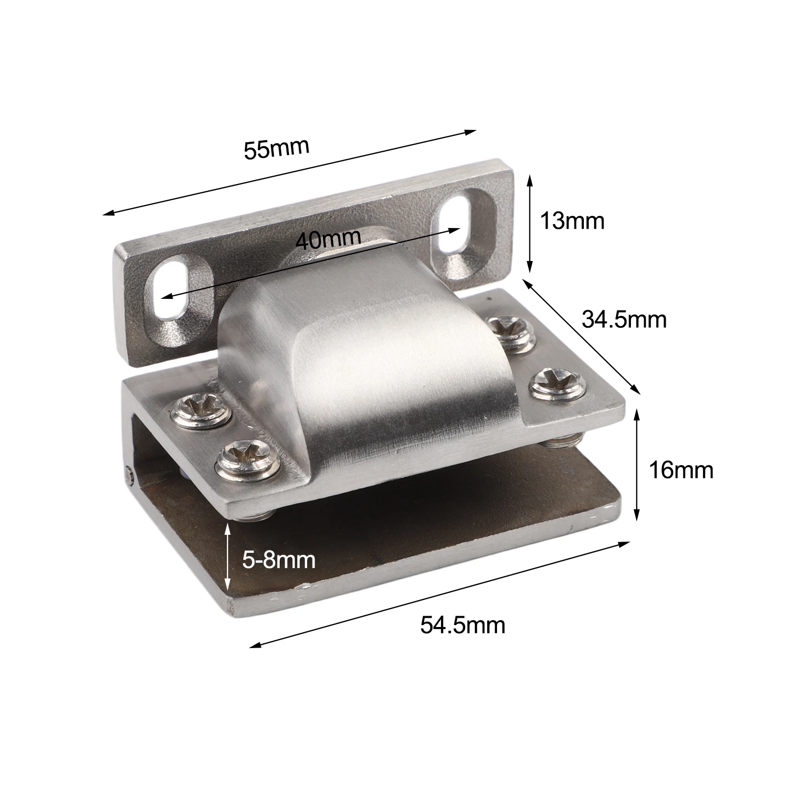 Hydraulic Glass Door Hinge with U-Shaped Clip for Glass Doors 5mm-8mm Thickness Slow Closing Buffer No Drilling Needed