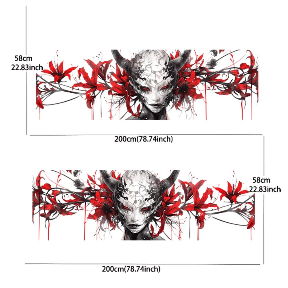 Horror Demon Red Hell Flower Car Sticker Full Body Decal Decoration Scratch Protection Car Sticker Waterproof Car Vinyl Wraps