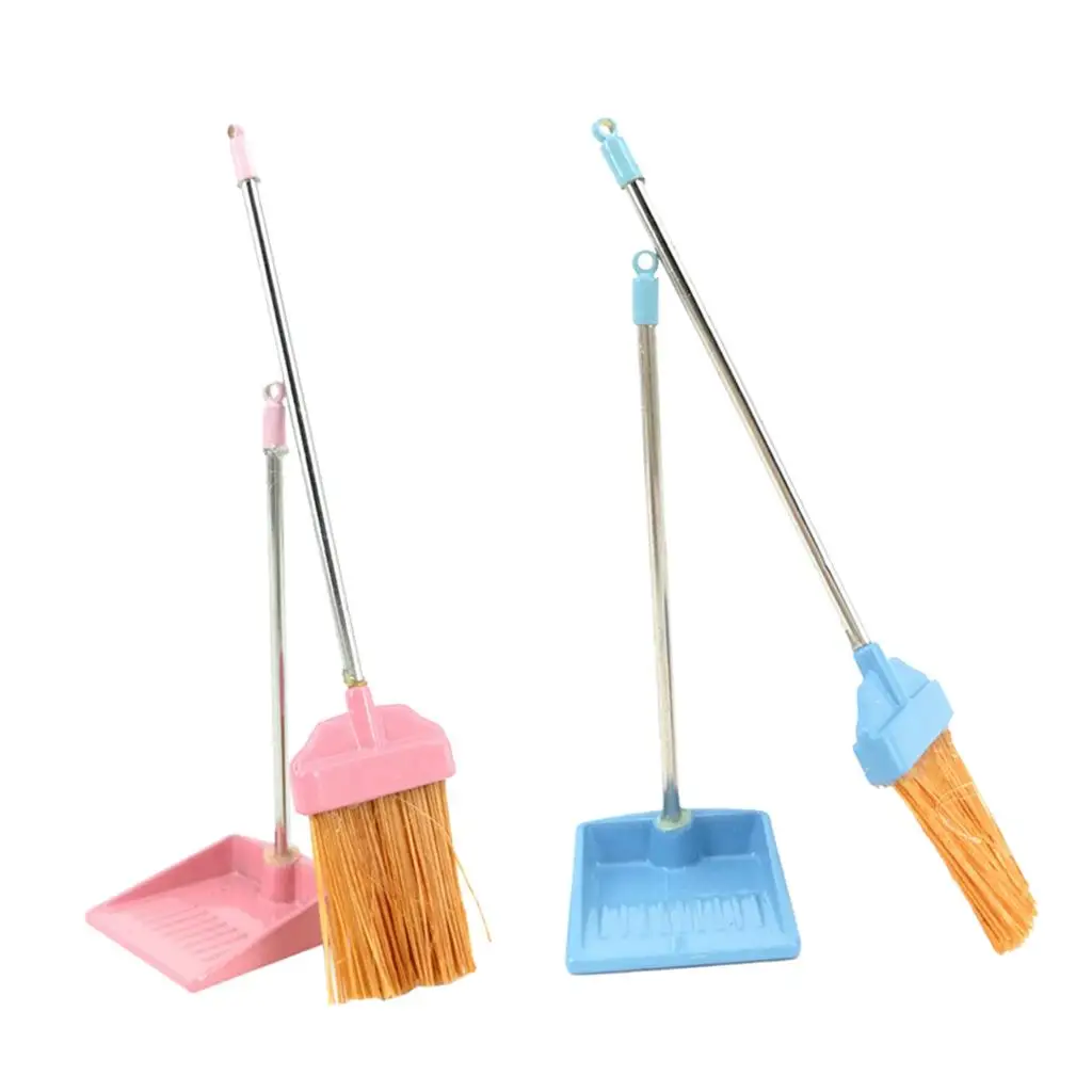 1/12 Scale Plastic Broom Dustpan Set for Dollhouse chen Room Accessories