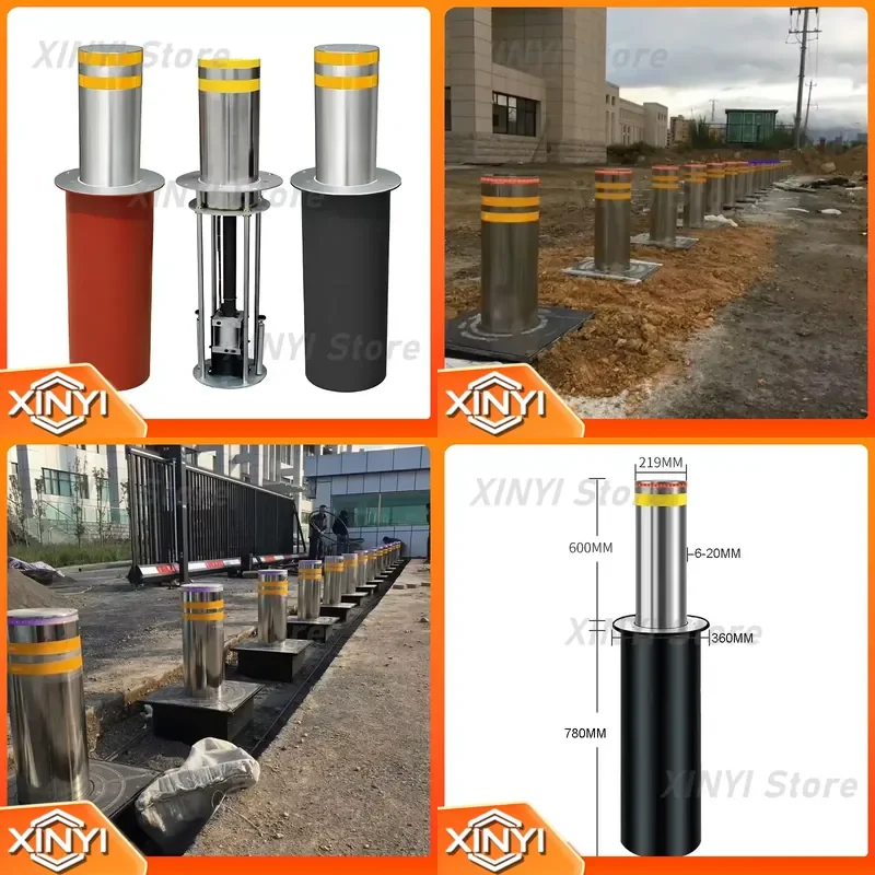 for 219mm Stainless Steel Hydraulic Semi Automatic Rising Bollard Traffic Barrier Smart Anti Terrorism Lifting Column with