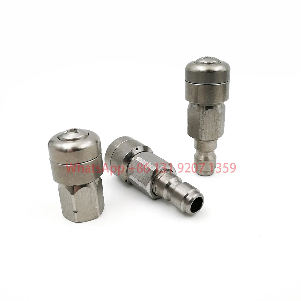 Stainless Steel Rotating Sewer Jetter Nozzle, High Pressure Pipe Cleaning Water Rat Head, Self-propelled Drain Cleaner Nozzle