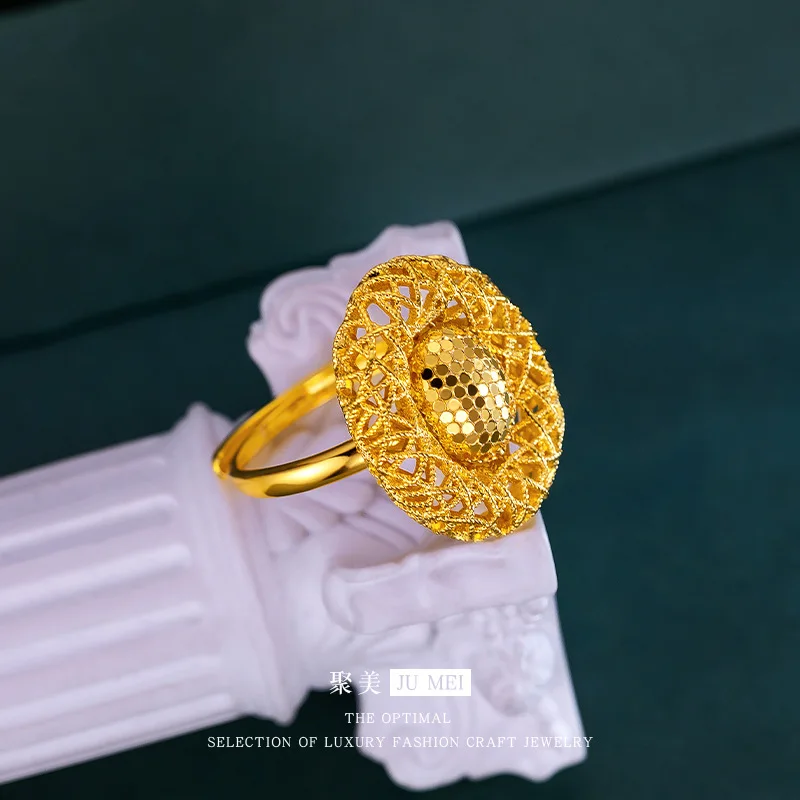 

Gold Shop Same 9999 24K Real Gold Women's Gold Ring Adjustable Versatile Temperament Pigeon Egg Birthday Gift Beautiful Jewelry