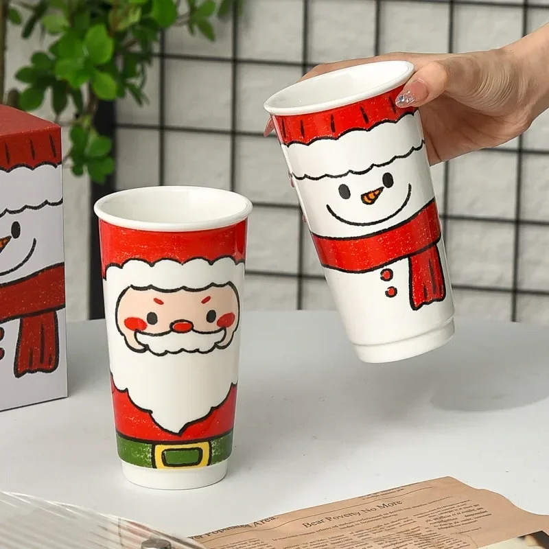580ml Santa Claus Snowman Ceramic Coffee Mug for Home Use, Casual Office Cups, Souvenirs, Cute Large Capacity Birthday Gift