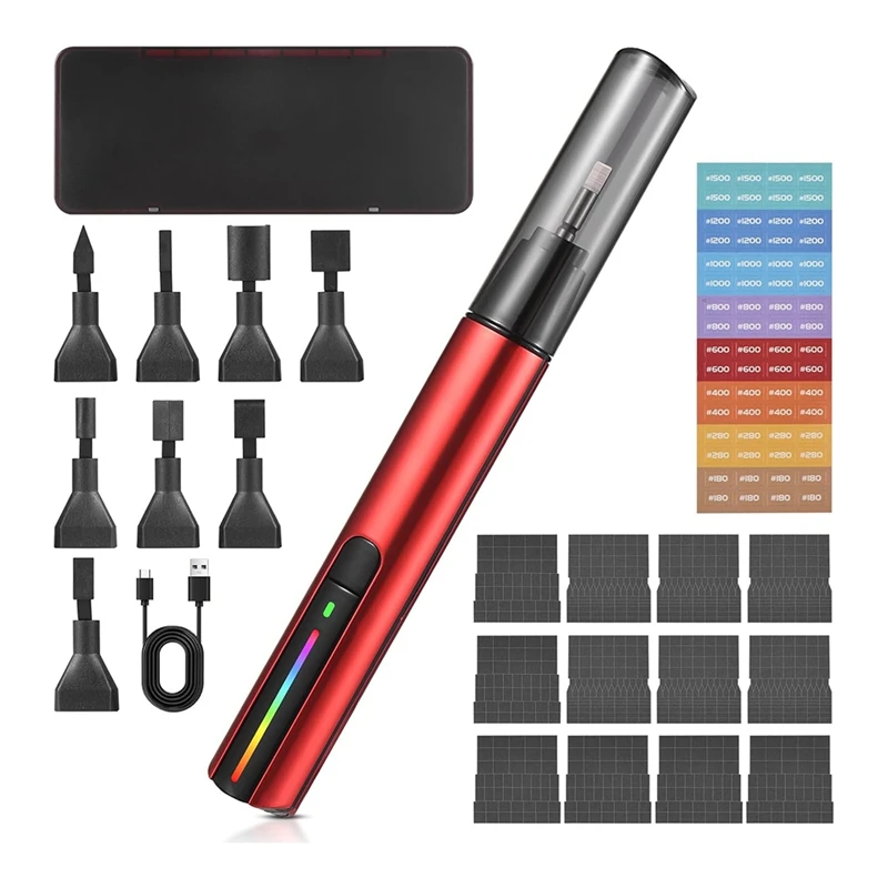 

Reciprocating Detail Sanding Tool USB Rechargeable Electric Pen Sander With 12 Self-Adhesive Sandpaper Sheets