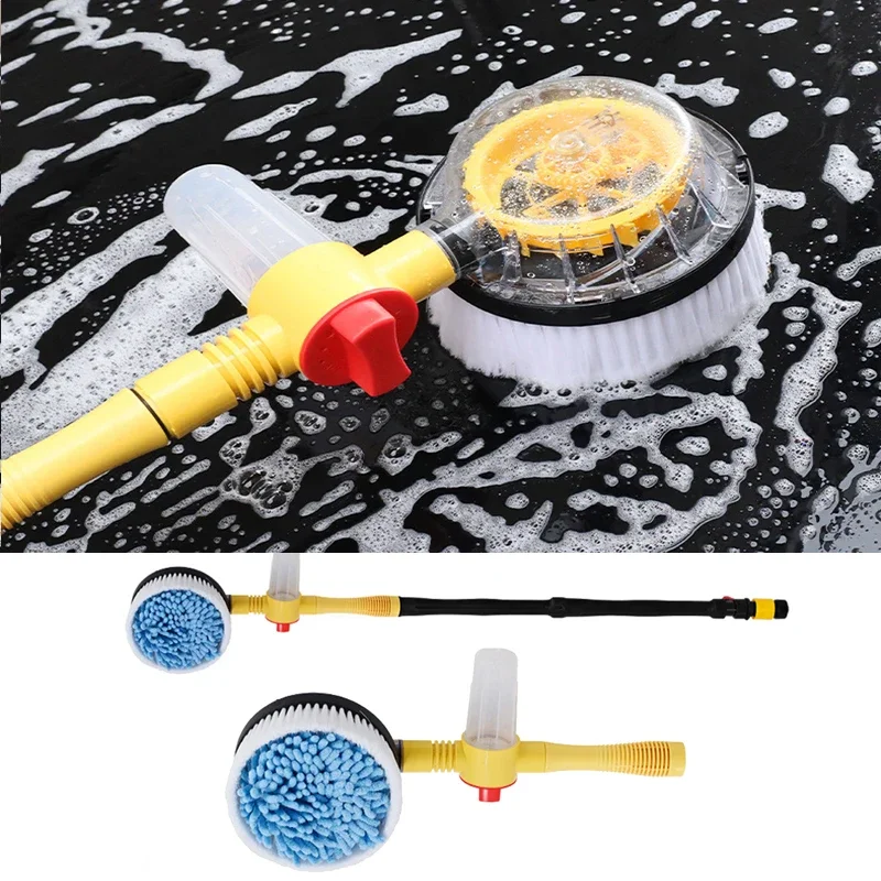 Car Wash Brush Cleaning Tools Mop Long Handle Automatic Rotating Foaming Car Chenille Microfiber Wash Mop for Car Truck Cleaning