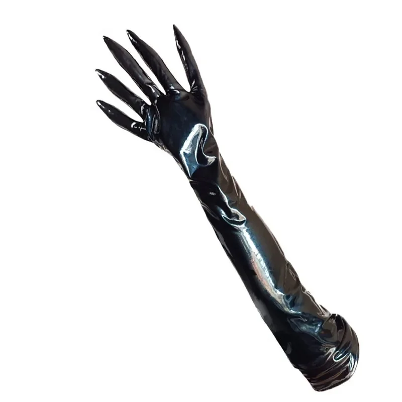 Personalizar luvas de dedo longo de couro lacado alta elasticidade rainha dança de rua boate diversão tentação espelho tubo de aço dança