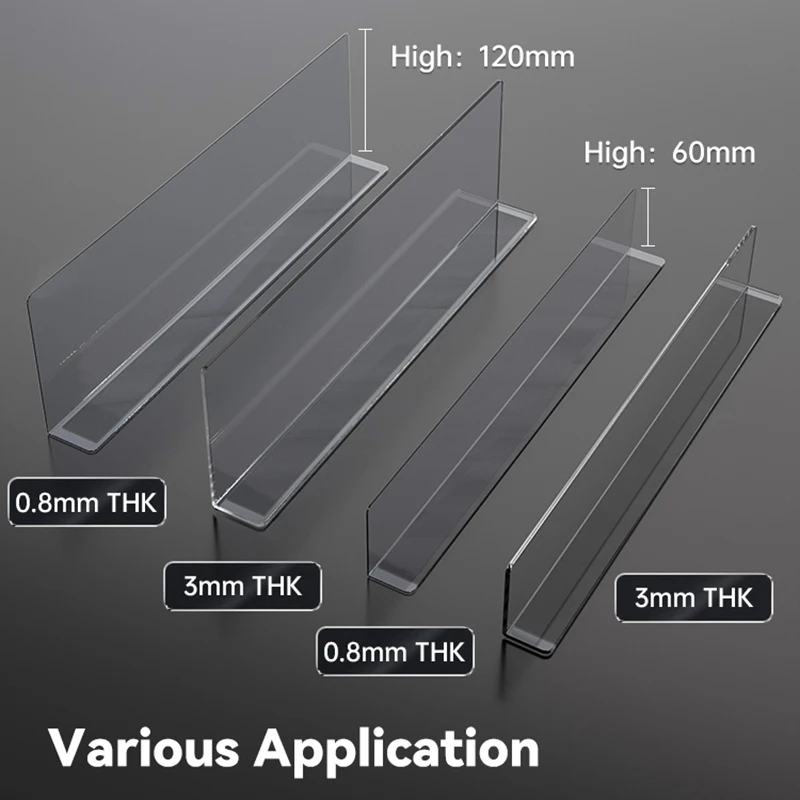 L-Shaped Plastic Shelf Divider, Transparent, Convenience Store Display Stand, Supermarket Shelf Divider, Goods Frame Separators