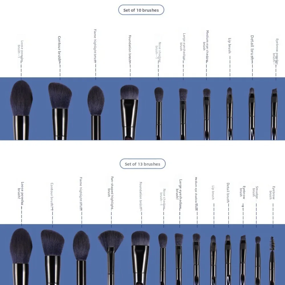 13 pièces pinceaux de maquillage à poils souples sorcière bleue outils de maquillage synthétiques beauté du visage des yeux pinceau de fard à paupières pour les débutants en maquillage