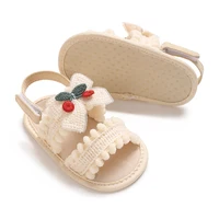 Girls' summer sandals 0-18 months old, cute bow cherry decoration, soft sole, breathable, casual and comfortable 4